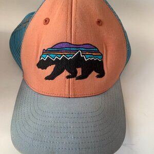 PATAGONIA FITZ ROY BEER TRUCKER SNAPBACK HAT MESH TEAL PINK ALL CAP ONE SIZE